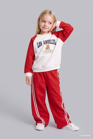 Defacto Regular Fit Ayıcıklı Uzun Kollu Üst Lastikli Paça Alt 2li Takım Kız Bebek I3661a526aurd70 Kırmızı-rd70