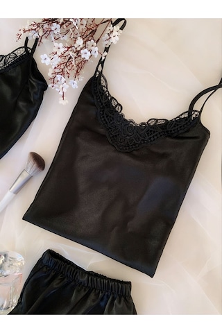 Mh Moony Homewears 3'lü Siyah Pırlanta Saten Çeyiz Seti Siyah