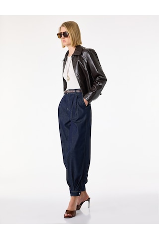Koton Pamuklu Rahat Kalıp Stoperli Paça Düğmeli Cepli Denim Pantolon Koyu İndigo 7wal40131md Indigo