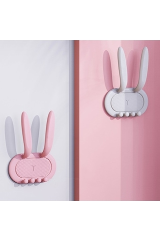 Dancemonkey Sevimli Tavşan Kulaklı Çok Fonksiyonlu Duvara Monte Askı Aparatı Ahşap