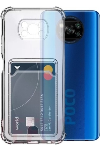 Kvy Xiaomi Poco X3 Pro Kamera Korumalı Kartlıklı Setra Şeffaf Silikon Kılıf