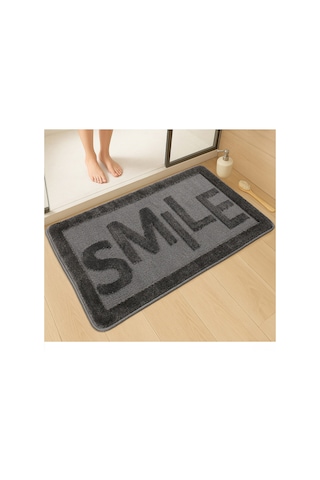 Doğal Kaymaz Taban Banyo Paspas Uzun Ömürlü Yumuşak Dokulu Su Emici Yıkanabilir Smile 60x100 Antrasit