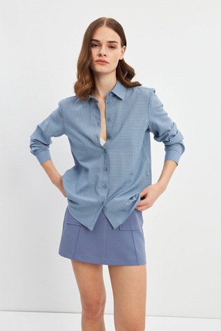Stella Pulvis Mavi Çizgili Basic Gömlek Mavi