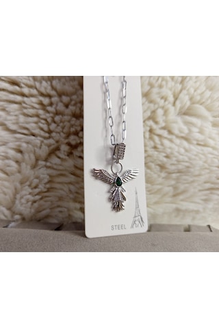 Beren Aksesuar Stainless Steel Anka Kuşu Çelik Kolye Gümüş