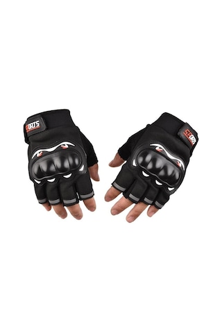 Yarım Parmak Korumalı Paintball Motorcross Bisiklet Motorsiklet Eldiveni Siyah