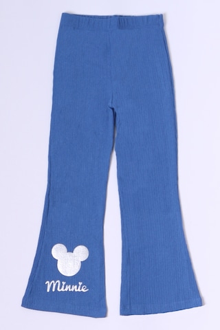 Kız Çocuk Tayt İspanyol Paça Karakter Nakışlı F15 Mavi