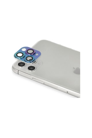 Newface Apple iPhone Uyumlu 11 Pro Max Pers Alüminyum Kamera Lens Semeglbl - 12 - Rainbow -
