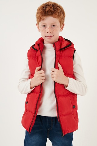 Lela Fermuarlı Kapüşonlu Cepli Şişme Unisex Çocuk Yelek 5761983 Kırmızı