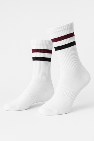 Erkek Spor Çorap 2 Li Set Nefes Alan Pamuklu Çizgili Soket Çorap Günlük Ve Spor Kullanım İçin Esnek Rahat Tasarım Siyah Beyaz