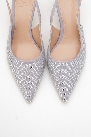 Novs Gümüş Taşlı Kadın İnce Topuklu Abiye Ayakkabı Gümüş