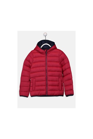 LC Waikiki Lcw Kids Kırmızı Kapüşonlu Uzun Kollu Erkek Çocuk Şişme Mont Kırmızı Süet