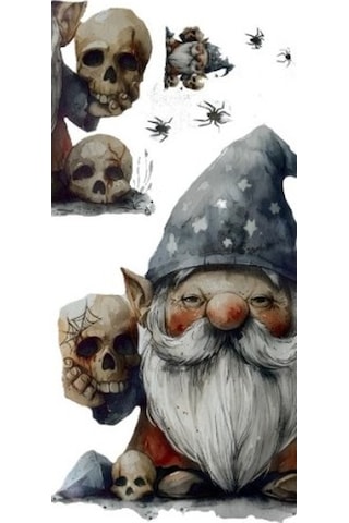 Gotik Cüce Ve Kafatası Duvar Sticker Seti Çok Renkli