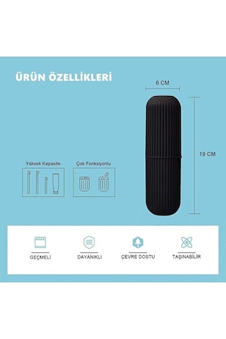 Sas Haus Siyah - Seyahat Tipi Diş Fırçası, Makyaj Malzemesi Saklama Kabı, Çok Amaçlı Aksesuar Organizeri
