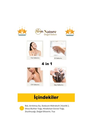 Sabun %100 Doğal Güzel Kokulu El Yüz Saç Cilt Vücut Orijinal Bal Sabunu 120g - 10 Adet Karışık
