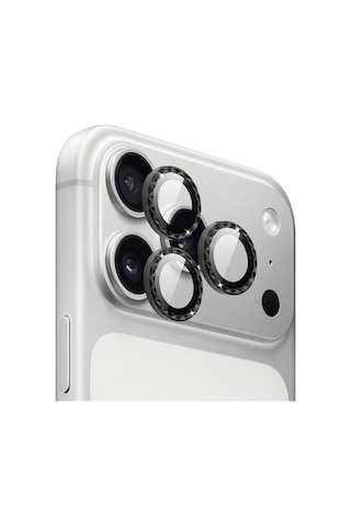 Apple iPhone Uyumlu 17 Pro / 17 Pro Max İçin Ipg Prolens Kamera Lens Koruyucu Elmas Kesim Çerçeveli, Kırılmaz Cam Siyah