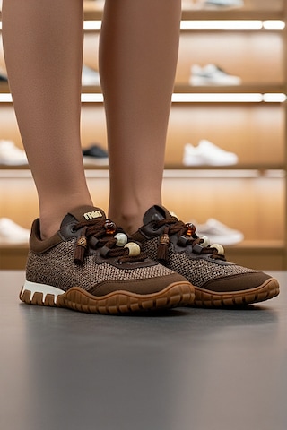 Tw Tonny White Tokyo - 193-1 Kadın Hasır Sneaker Süet Detaylı Boncuklu Calla Kahverengi