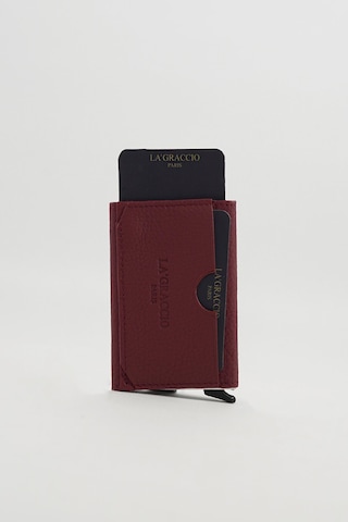 La'graccio Paris Sace Unisex Hakiki Deri Mekanizmalı Kartlık Mat Bordo