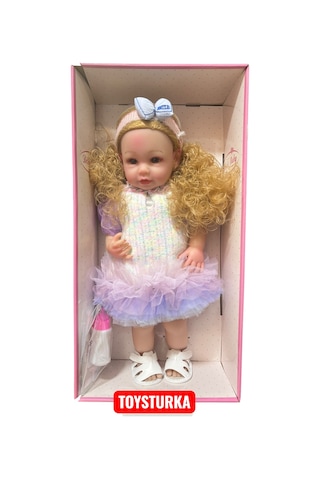 55 Cm Gerçekçi Yenidoğan Biberonlu Bebek Sesli Oyuncak Et Bebek 22858221