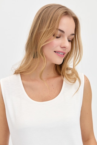 Kadın Sıfır Yaka Flamlı Kumaş Basic Askılı Tshirt Ekru Ekru