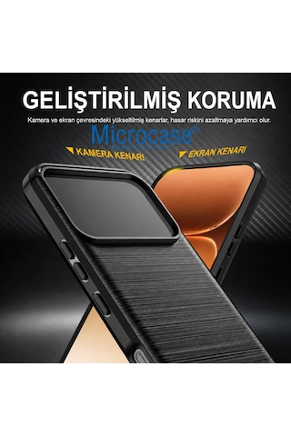 Honor 600 Pro 5g İle Uyumlu Brushed Carbon Fiber Silikon Kılıf - Siyah Al3332
