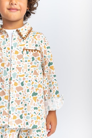 Oliventhekid Unisex Yaka Ve Cep Nakışlı Poplin Takım Ekru Ekru