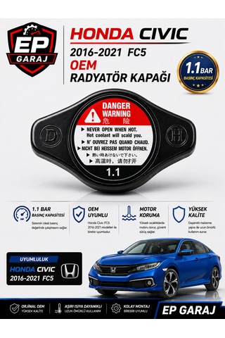 Honda Cıvıc Fc5 2016 2021 Oem Radyatör Kapağı 1.1 Barradyatör Kapağı 1.1 Bar