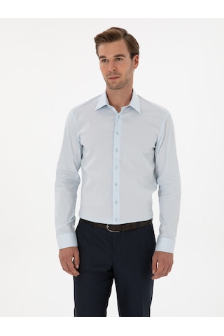 Cacharel Açık Mavi Slim Fit Pamuk Karışımlı Gömlek Denım