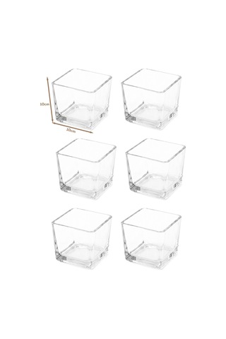 Porsima 13878 Vanes Prizma 6lı Cam Kase Puding Tatlı Ve Dondurma Kasesi Lokumluk Şekerlik Kase Seti Çerez Kasesi 10x10cm