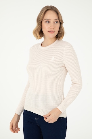 U.S. Polo Assn. Kadın Krem Bisiklet Yaka Basic Kazak 50288979-VR071