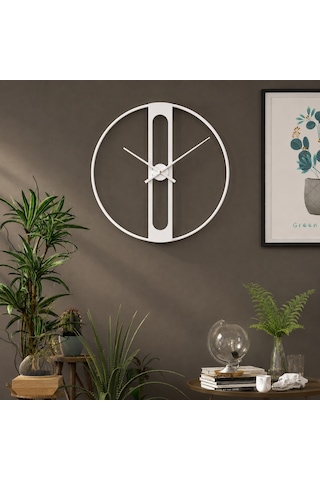 Dekoratif Beyaz 60 Cm İskelet Duvar Saati