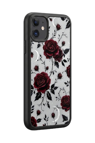 İphone 11 Uyumlu Gül Desenli Kamera Korumalı Darbelere Dayanıklı Kılıf 1205-gül-iphone11