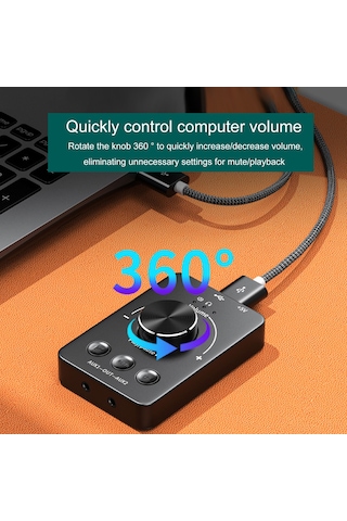 Springsun Usb Ses Kontrol Cihazı: Bt 5.1 Verici, Usb Çalar, Dış Ses Kartı, 3.5mm Çift Kulaklık, Type-c, Siyah