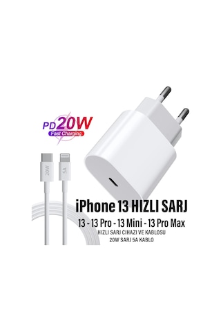 Apple Uyumlu iPhone 13 Şarj Aleti Ve Kablosu 20w Hızlı Pd Cihazı Mini Pro Max