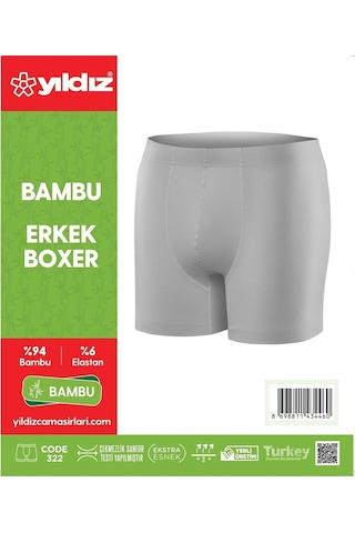 Yıldız 3'lü Gri Bambu Erkek Boxer 322