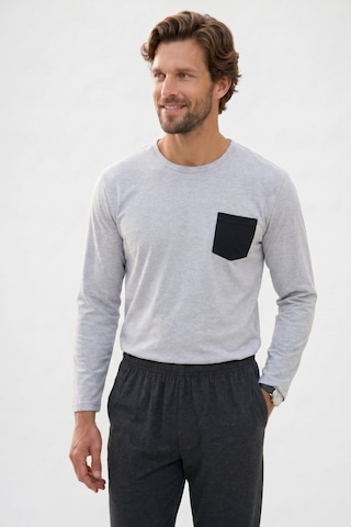 Tudors Erkek Standart Fit Rahat Kesim Uzun Kollu Pamuklu Gri Siyah Pijama Takımı-51178