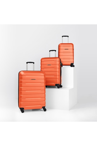 Unisex 4 Tekerli Kilitli 3'lü Set Valiz Turuncu