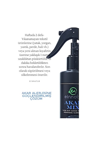 Einnatur Akarmix Aromaterapik Oda Spreyi Uçucu Yağ ve Hidrosol Karışımı 220 ML