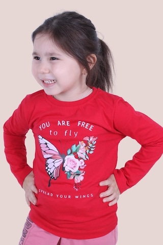 Fyk Kids Kız Çocuk Uzun Kol Sweatshirt Kırmızı1 Kırmızı