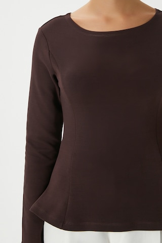 Ritnice Kadın Runa Premium Kahverengi Peplum Bluz Kahverengi