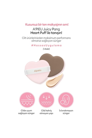 Kalp Şekilli Makyaj Süngeri A'pıeu Juicy Pang Heart Puff
