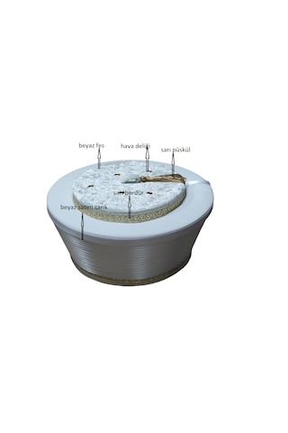 Fabrikam06 Beyaz Sarık İmam Sarığı Cami Sarığı İmam Fesi S080 56 Cm Beyaz