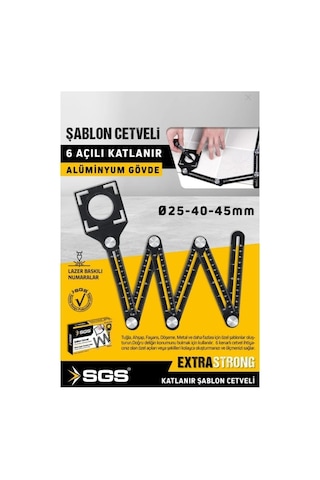 Ayrex Sgs Şablon Cetveli 6 Açılı Katlanır Pozisyon