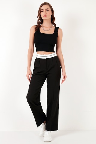 Lela Yüksek Bel Regular Fit Geniş Paça Bayan Pantolon 611Pl061 Siyah