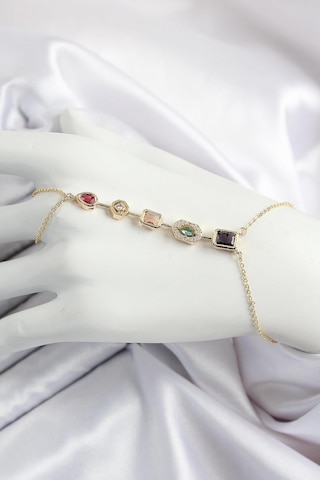 Pirinç Renkli Zirkon Taşlı Y Model Gold Renk Kadın Şahmeran Altın
