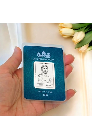 999 Ayar Gümüş İle Üretilmiş Tarihin En İyi Futbolcusu Lionel Messi Temalı Hediyeye Özel 10 Gram Gümüş Külçesi-746
