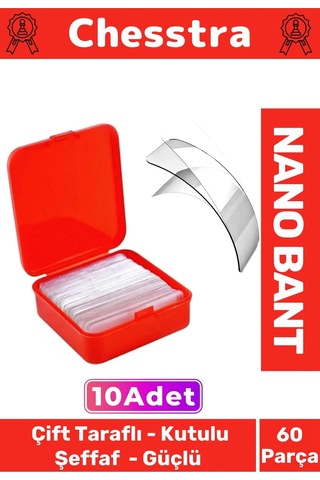 Süper Güçlü Kolay Çıkarılabilir İz Bırakmayan Çift Taraflı Kutulu Nano Şeffaf 60 Parça Bant 10 Adet