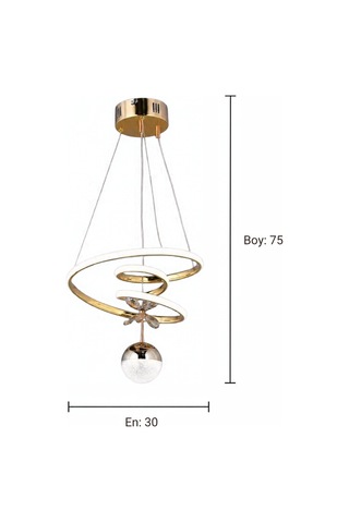 Kaos Küçük Modern Ledli Avize 3 Renk Power Ledli Gold Kaplama Kumandalı Çoçuk Odası Yatak Odası Mutfak