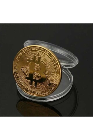 2 Adet Bitcoin Madeni Para Altın Rengi Hatıra Koleksiyon Değerli Kutulu 2x