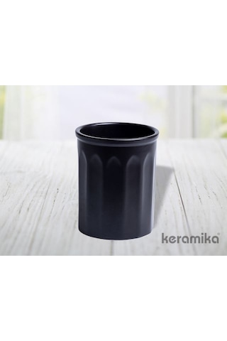 Keramika Kaşıklık Dik Badem 14 Cm Mat Siyah
