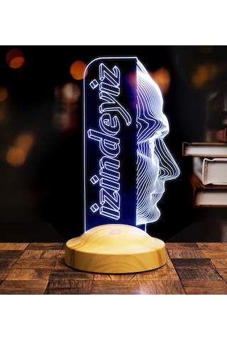Atatürk Temalı Hediyelik Ürünler Atatürk İzindeyiz Gecelambası 3D Led Lamba, Atam İzindeyiz Sloganı, Ofis ve İşyeri Hediyesi